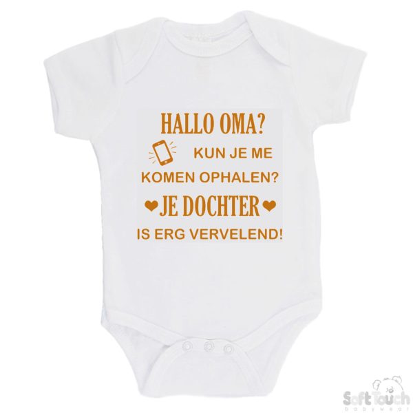 BS4650 Rompertje wit bedrukt met de tekst "Hallo oma" in verschillende lieve kleurtjes. - Afbeelding 5