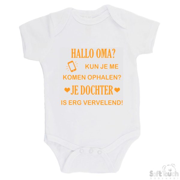 BS4650 Rompertje wit bedrukt met de tekst "Hallo oma" in verschillende lieve kleurtjes. - Afbeelding 6
